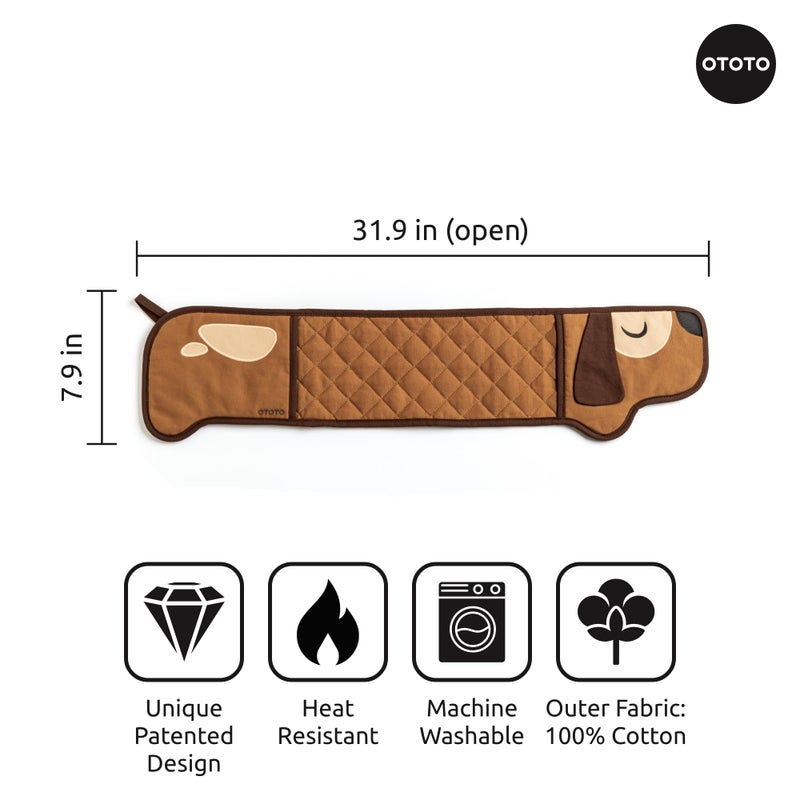 OTOTO Hot-Dog Double Oven Mitts Cute Funny - Gifts for Dog Lovers, Dachshund Themed Gifts, Heat Resistant, Kitchen Gadgets (Brown) - Image 3