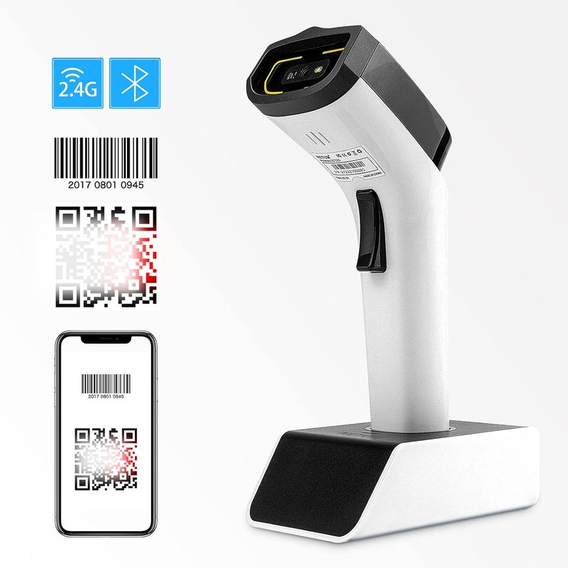 Bluetooth Wireless 2D Barcode Scanner with Hands-Free Charging Dock Automatic Detection Scanning Gun Works with Mac OS Windows iOS Android - DS7500-WH (White) - Image 5