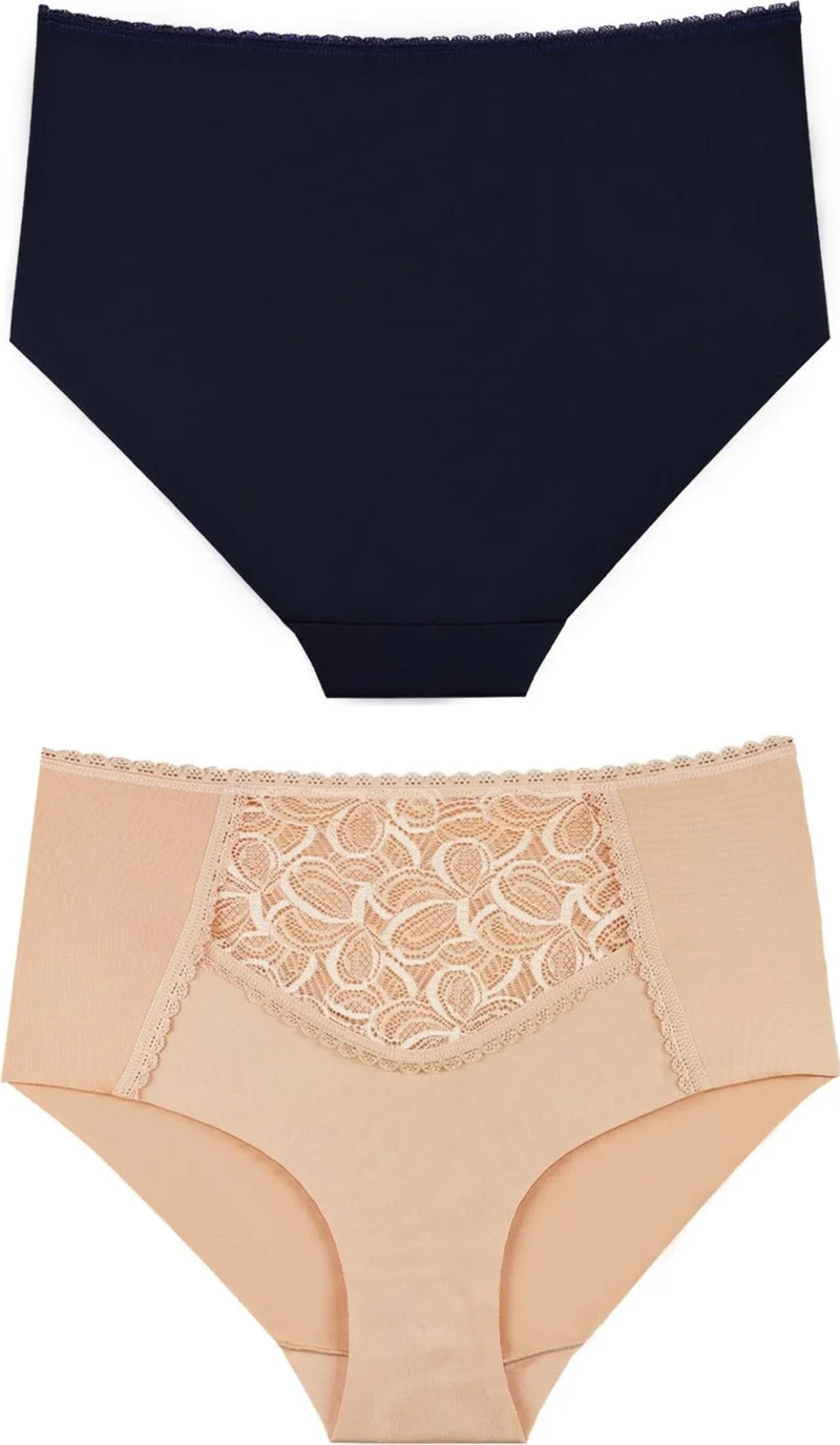 Sensu Women's Laser Cut High Waist Lace Detail 3-Piece Panties Set - Kts3102