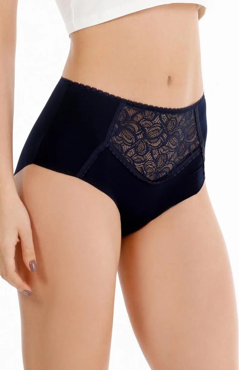 Sensu Women's Laser Cut High Waist Lace Detail 3-Piece Panties Set - Kts3102