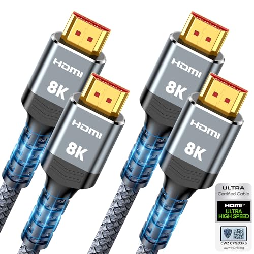Highwings 10K 8K HDMI 2.1 Cable 2-Pack 6.6FT, Highwings Certified 48Gbps Ultra High Speed Slim HDMI Cord,Support 4K@120Hz 8K@60Hz, HDCP 2.2&2.3, Dynamic HDR,eARC,DTS:X, Compatible with Roku TV/HDTV/PS5/Blu-ray - Image 1