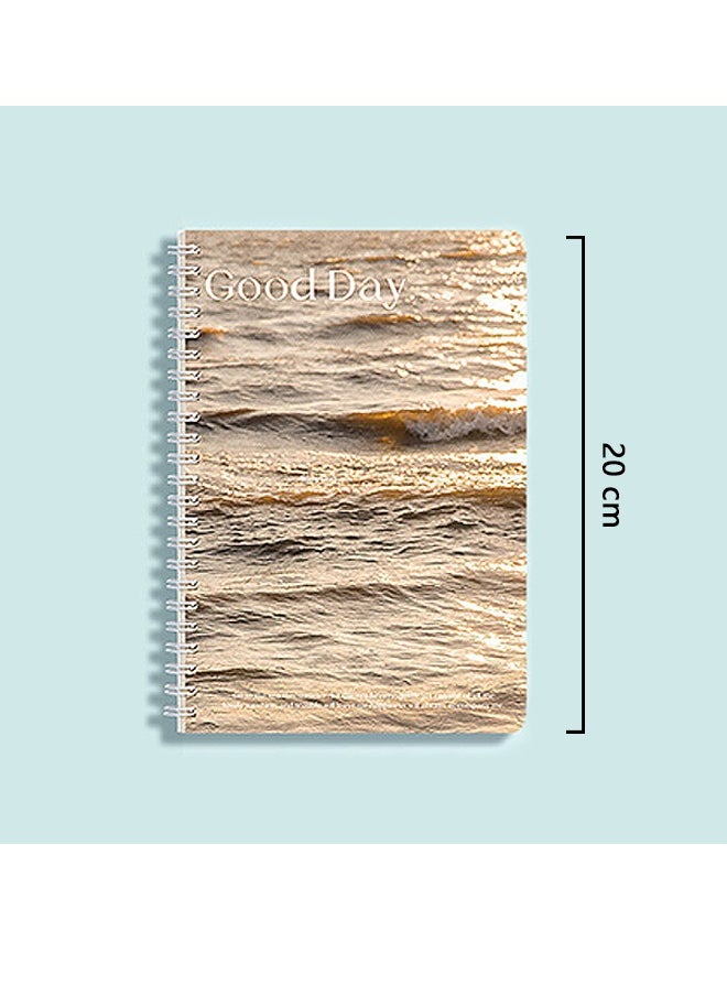 Beyond - 4 Pcs Spiral Notebook Set, Hardcover Wave cover Simple Notepad, Class Notes Business Office Notebook (Gold+Blue+Black) - Image 1