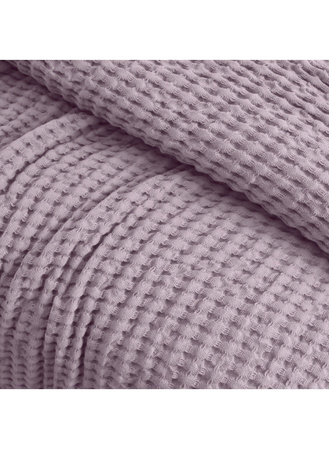 Relax Egyptian cotton Waffle throw blanket,ultra-soft & lightweight with an elegant woven design ,king size 255x225 cm ,Light PurpleColor - Image 2
