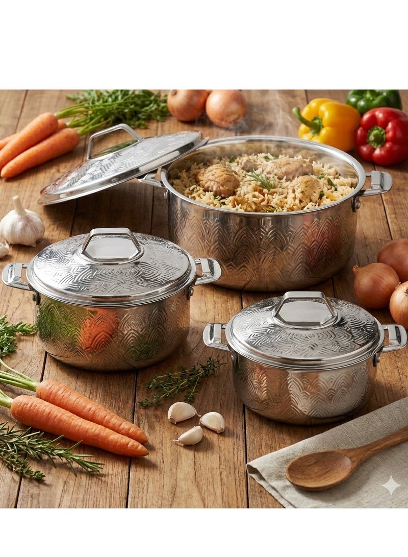 ماكسيما طقم حافظات طعام لحفظ الحرارة من الستانلس ستيل المقاوم للصدأ مكون من 3 قطع ( 1.5 / 2.5 / 3.5 ) لتر - Image 1