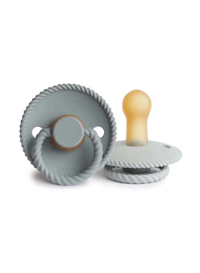 FRIGG Rope Latex Baby Pacifier 6-18M 2-Pack French Gray/Silver Gray - Size 2 - Image 2