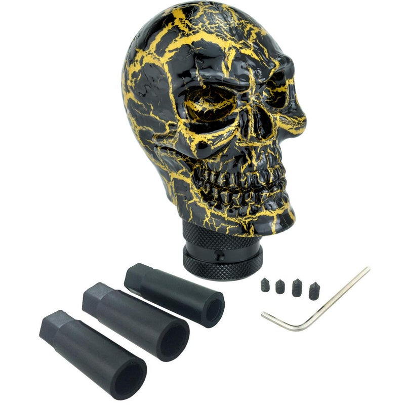 Arenbel Skeleton Car Racing Shift Stick Speed Grip Knob Skull Gear Lever Shifter Handle Fit Most Manual Auto Transmissions, Black Pattern - Image 1
