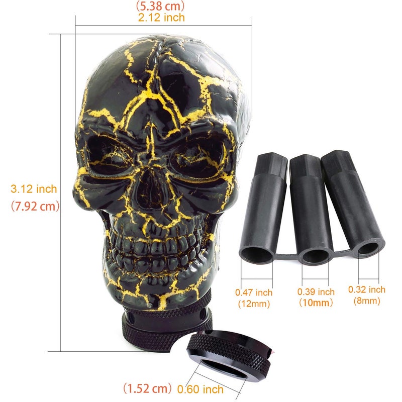 Arenbel Skeleton Car Racing Shift Stick Speed Grip Knob Skull Gear Lever Shifter Handle Fit Most Manual Auto Transmissions, Black Pattern - Image 2