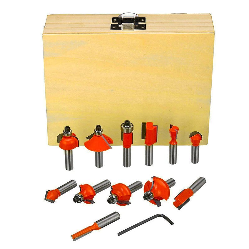 MLD MLD RT_01 router bit 635 mm Trimmer 12Pcs Set Rotary Tool bits for wood carving set panel design 14 inch shank tungsten carbide router bit set woodworkingSize 635 mmColorMulti Carbon steel  - Image 1