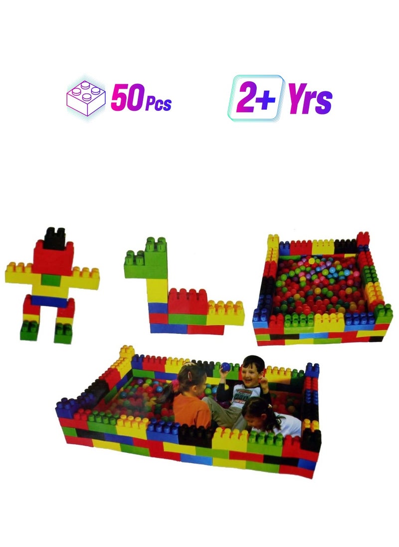 RBWTOYS RBW Toys Jumbo Blocks Building Sets Colorful Interlocking Blocks Set in Puzzle Games,Jumbo Building Blocks Set includes 50 durable plastic blocks in 4 different colors RW-16645  - Image 1