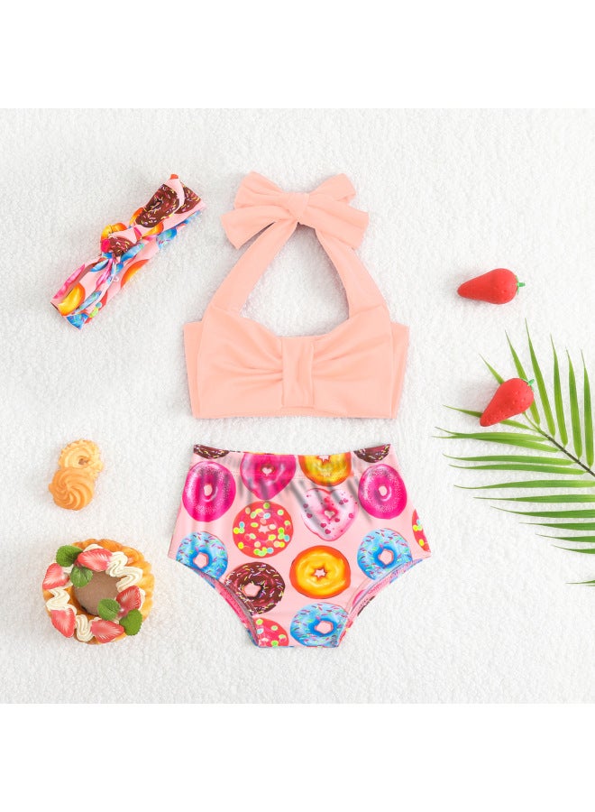 Generic Strawberry Printed Girls' Swimsuit Baby And Toddler Red Sling 3-piece Swimsuit Split Bow Swimming-Color:Red-Size:100  - Image 5