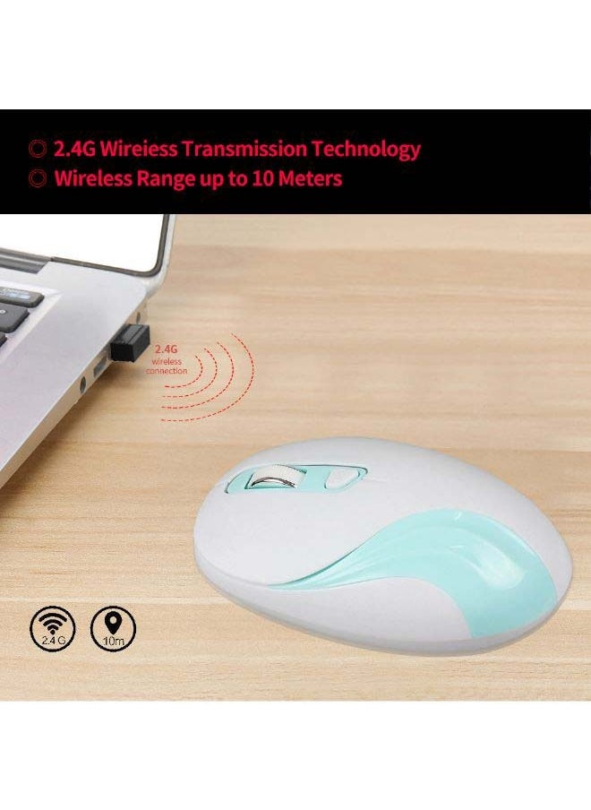 NIBEMINENT Portable Wireless Optical Mouse White/Blue  - Image 3
