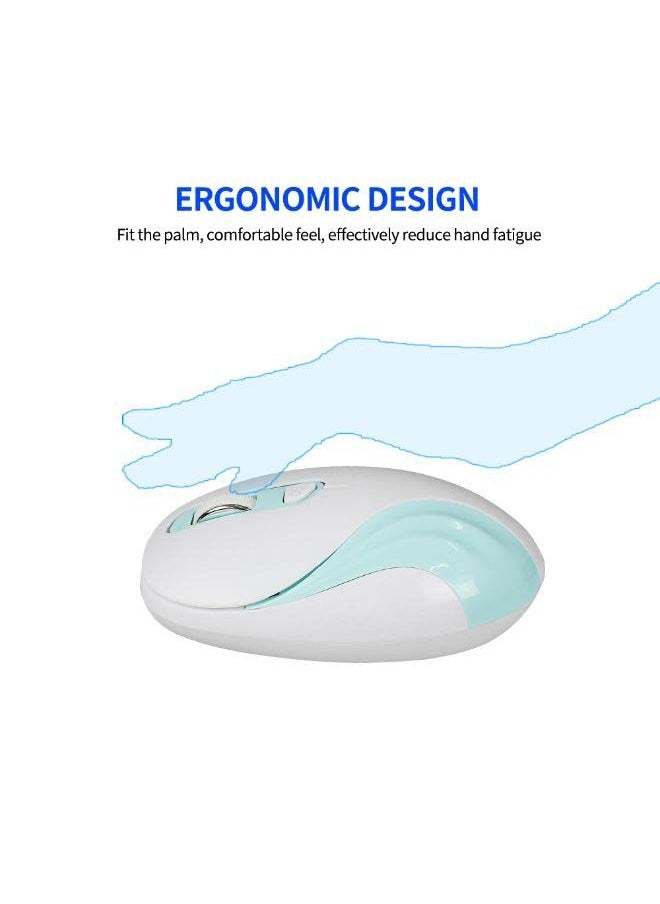 NIBEMINENT Portable Wireless Optical Mouse White/Blue  - Image 2