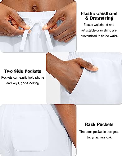 Viodia Women's Bermuda 10" Long Shorts with Pockets Cotton Sweat Lounge Shorts for Women Jersey Athletic Knee Length Shorts for Summer White - Image 5