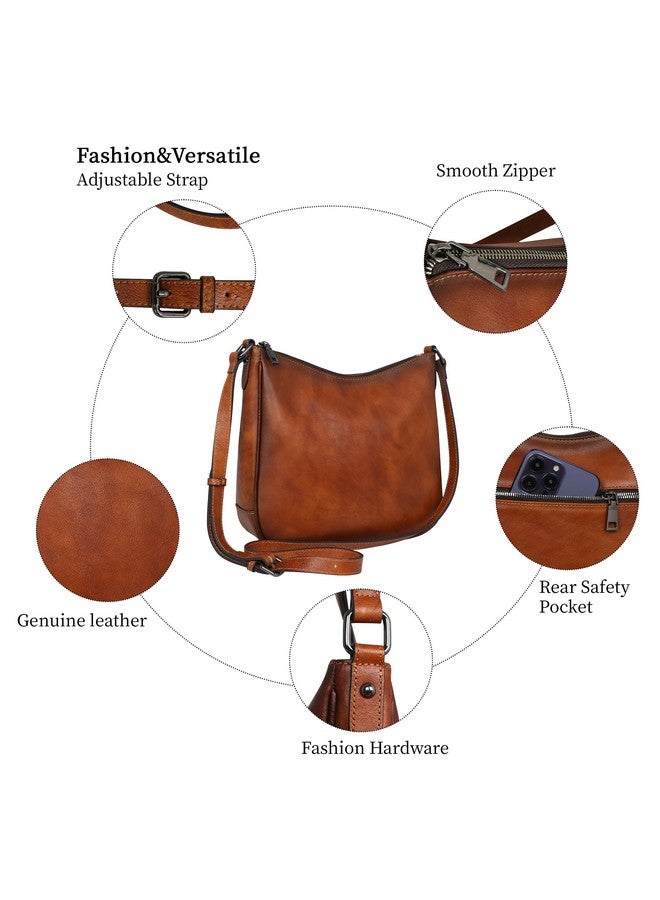 آي سوي حقائب كروس بودي من Iswee للنساء، حقائب يد صغيرة من الجلد بتصميم كلاسيكي، حقيبة كتف بنية اللون، حقيبة توت هوبو، حقيبة ساتشيل كلاسيكية (بنية) - Image 4