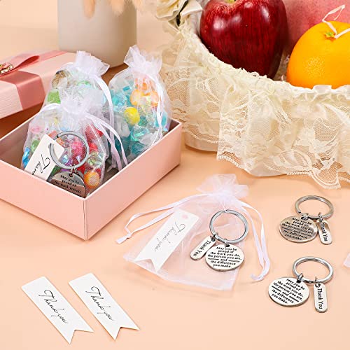 Yinkin 36 Pcs Employee Appreciation Gifts Bulk for Coworkers Keychains Organza Bags with Cards for Staff Christmas Gifts(Silver) - Image 4
