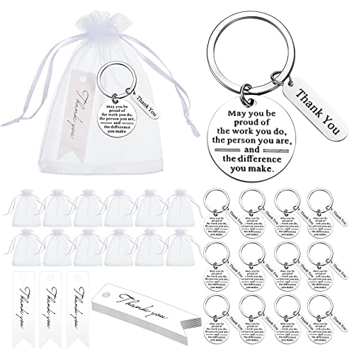 Yinkin 36 Pcs Employee Appreciation Gifts Bulk for Coworkers Keychains Organza Bags with Cards for Staff Christmas Gifts(Silver) - Image 1
