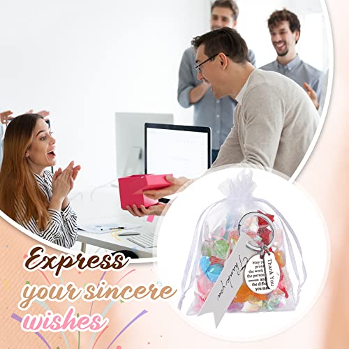 Yinkin 36 Pcs Employee Appreciation Gifts Bulk for Coworkers Keychains Organza Bags with Cards for Staff Christmas Gifts(Silver) - Image 3