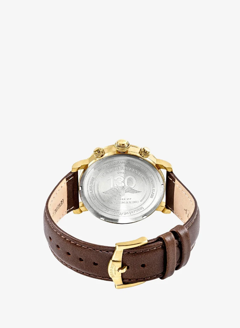 Rotary  Rotary Men's Heritage Pilot 100M Water Resistance Gold Stainless Steel Brown Leather Strap Watch - RGS10002/24 for Men | Best Price UAE
