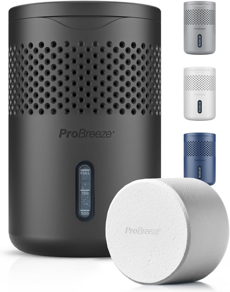 Pro Breeze Osmo® Dehumidifier - Silent & Refillable Moisture Absorber for Damp & Condensation at Home, Bedroom, Wardrobe, Car - Bathroom Mould Remover with 700g Refillable Tablet - Black - Image 1