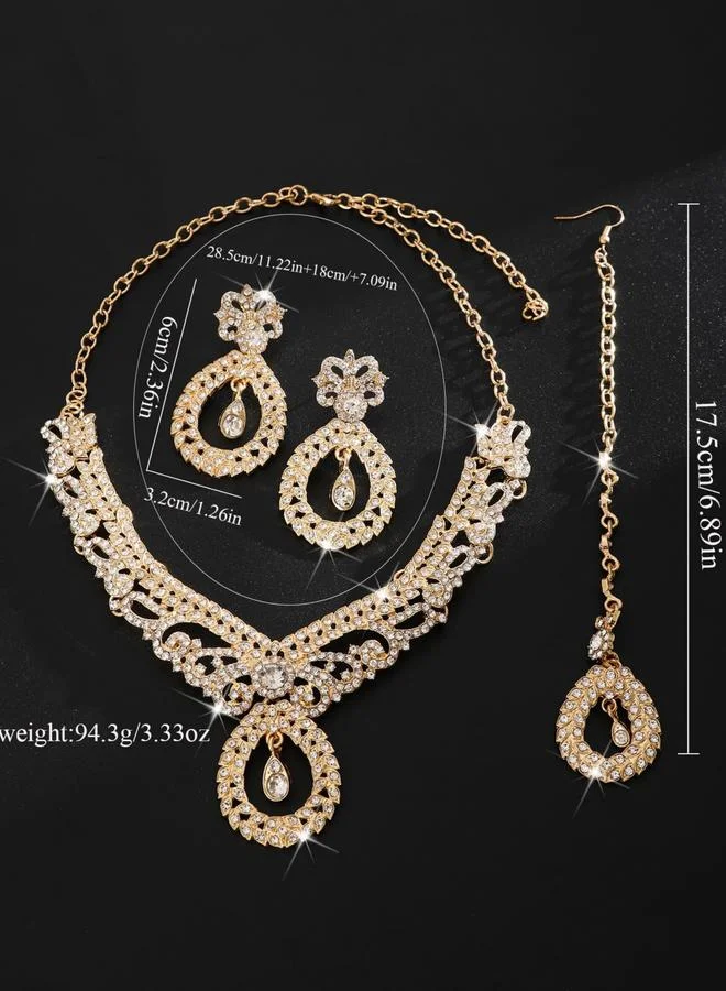 Take Two  3-Piece Embellished Drop Necklace, Forehead Pendant and Earrings Jewelry Set for Women | Best Price UAE