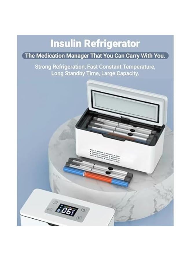 Portable Insulin Cooler Travel Case, LED Display Constant Temperature Reefer, USB Charging, 0 to 18℃ Adjustable, Mini Car Refrigerator Medicine Drug Cooler Case (Single battery model) - Image 2
