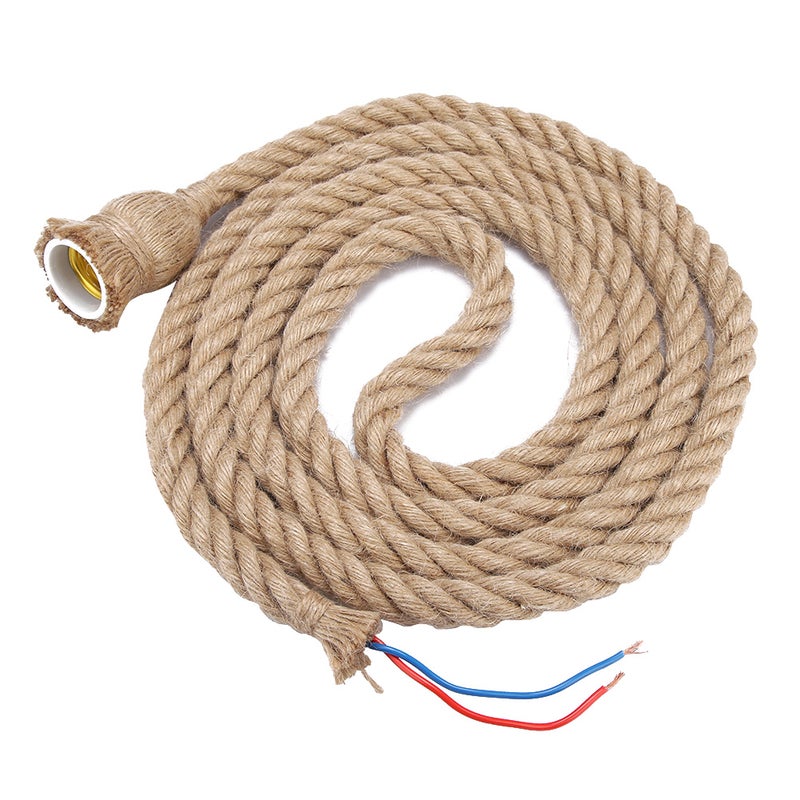 3m E27 Vintage Hemp Rope Ceiling Light Base Pendant Lamp Bulb Holder 85-265V - Image 3