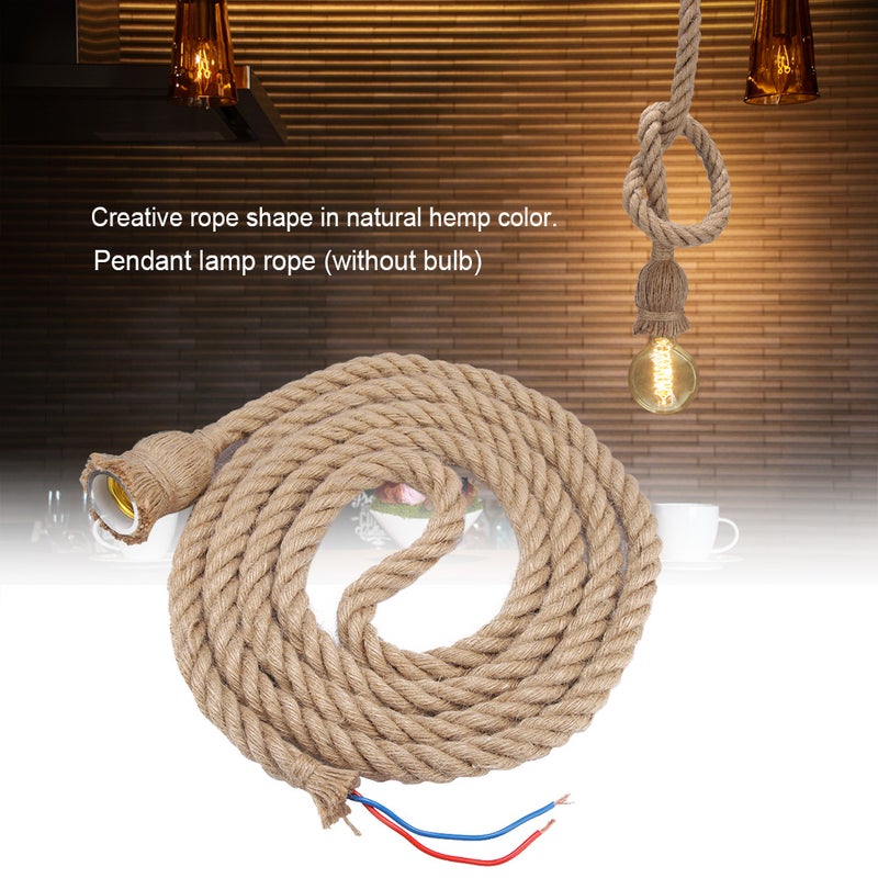 3m E27 Vintage Hemp Rope Ceiling Light Base Pendant Lamp Bulb Holder 85-265V - Image 2