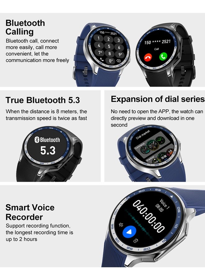RollsTimi  1.43" Smart Watches for Men Women Multi Sport Modes Fitness Watch with Sleep Heart Rate Monitor, IP68 Waterproof Smartwatch,Silver Steel  - Image 4