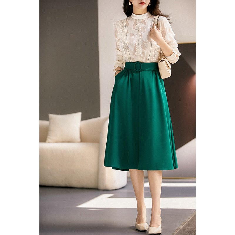 Japanese And Korean Spot Elegant Temperament All-Match High Waist Slimming Knee Skirt Children Qze594006Al - Image 2