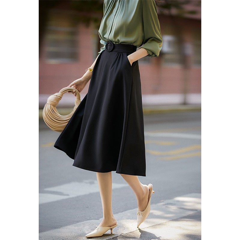 Japanese And Korean Spot Elegant Temperament All-Match High Waist Slimming Knee Skirt Children Qze594006Al - Image 1