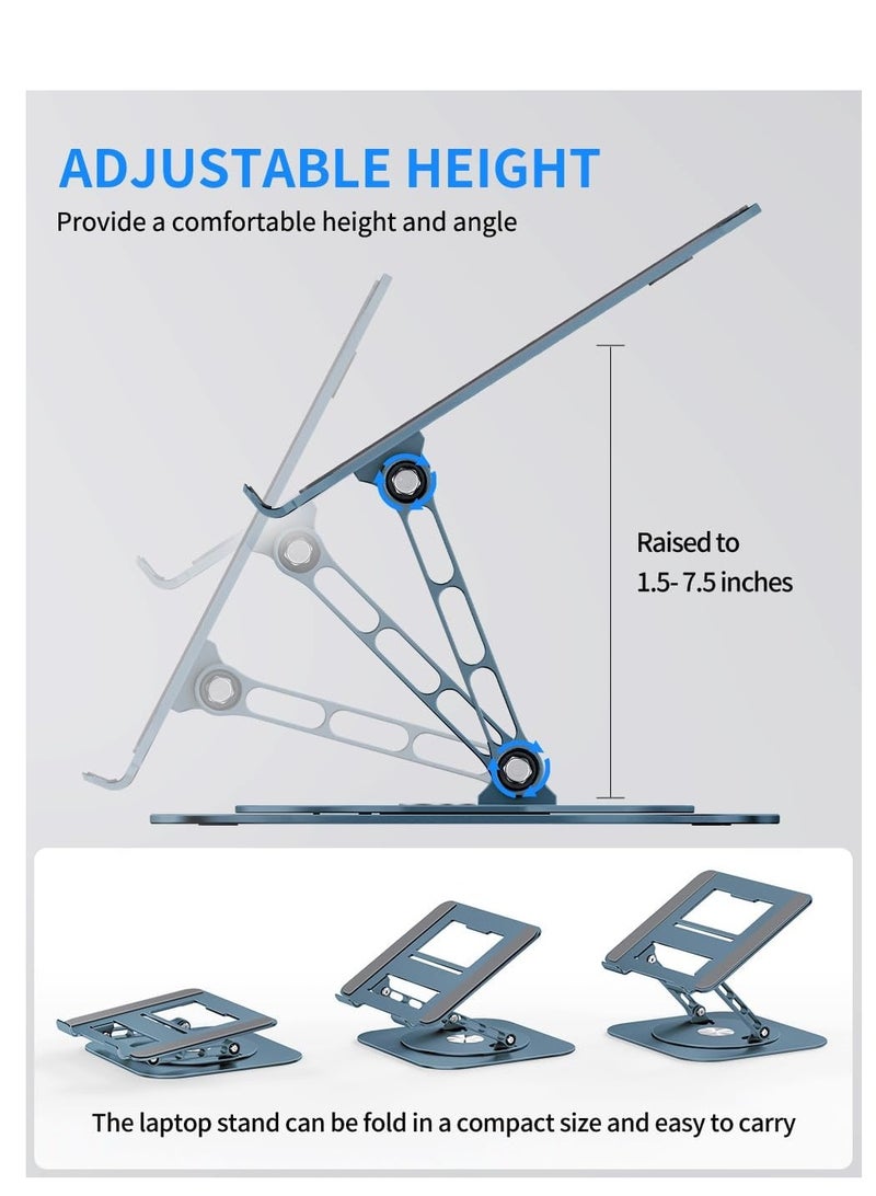 حامل كمبيوتر محمول قابل للتعديل مع قاعدة دوارة 360 درجة، حامل كمبيوتر محمول قابل للطي مريح للمكتب متوافق مع MacBook Pro/Air Notebook حتى 16 بوصة، أزرق داكن - Image 5