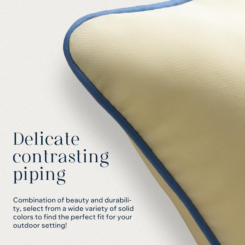 Phantoscope Pack of 2 Outdoor Waterproof Throw Pillow Covers with Contrast Piping, Decorative Square Cushion Case Patio Pillows for Couch Tent, Butter Yellow 12x20 inches - Image 4