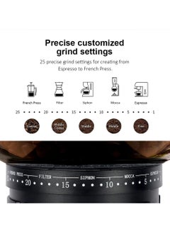 YZMA GLOBAL Burr Coffee Grinder 14-Cup Electric Stainless Steel Coffee Grinder, Adjustable Burr Mill with 25 Grind Settings, LCD Screen Timer & Countdown Display, 150W, for Turkish/Espresso/Mocha/Drip/French Press  - Image 4