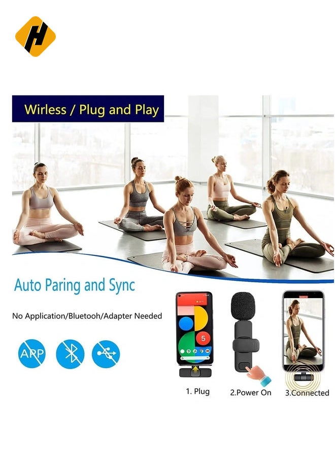 HuHa - Professional Wireless Lavalier Lapel Microphone for Android Phone - Cordless Omnidirectional Condenser Recording Mic for Interview Video Podcast Vlog YouTube - Image 1