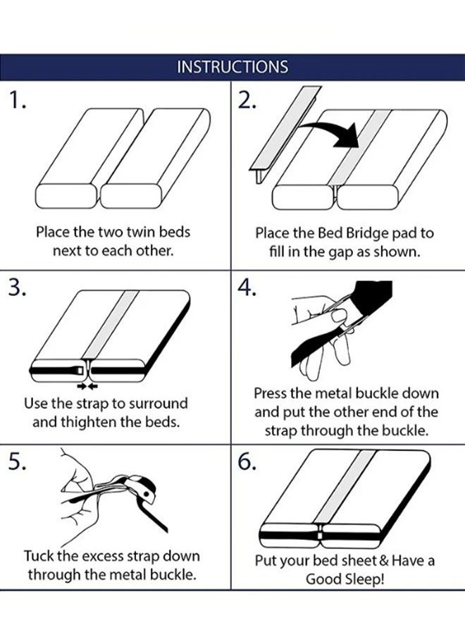 Arabest - Bed Bridge Twin to King Converter Kit Twin Bed Connector King MakeBed Gap Filler to Make Twin Beds Into King Mattress Connector with Strap for Guests Stayovers - Image 1