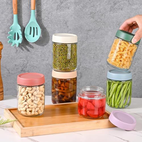 Artcochan Overnight Oats Containers with Lids 16 oz Glass Jars 6 Pack Glass Mason Jars with Airtight Lids, Perfect for Oats, Yogurt, Chia Pudding - Image 4