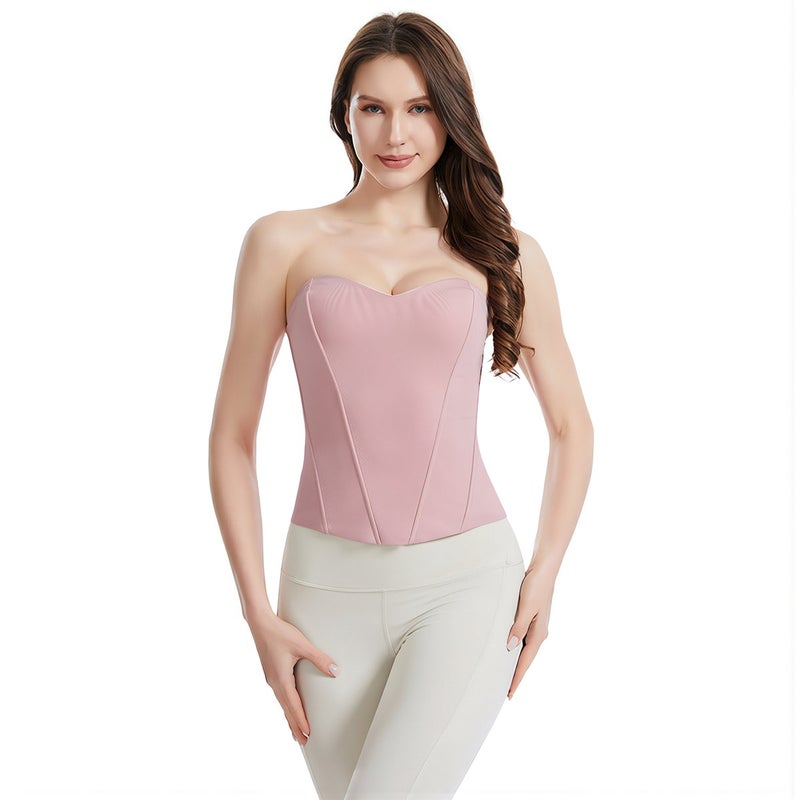 Zipper Closure Corset Shapewear Wide Steel Boned Waist Cincher Strapless Bustier XS Slim - Image 4