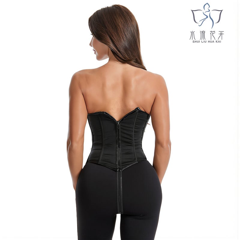 Zipper Closure Corset Shapewear Wide Steel Boned Waist Cincher Strapless Bustier XS Slim - Image 3