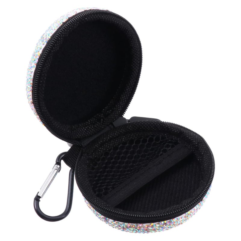 Portable Rhinestone Earphone Organizer with Smooth Zipper Black Case for Data Cables - Image 2