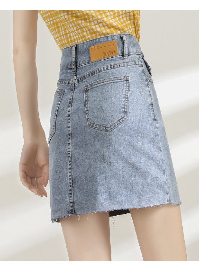 TonLion Summer Thin Denim Skirt High Waist Slimming Fashion Youthful Versatile Office Minimalist Petite Bodycon Skirt Women - Image 1