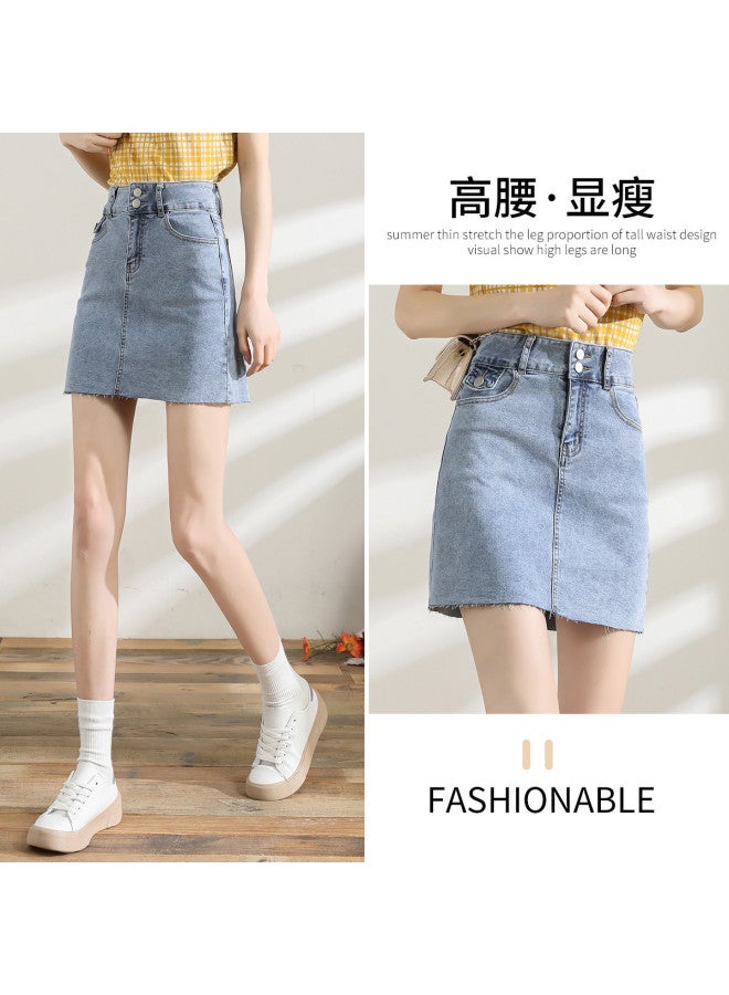 TonLion Summer Thin Denim Skirt High Waist Slimming Fashion Youthful Versatile Office Minimalist Petite Bodycon Skirt Women - Image 4