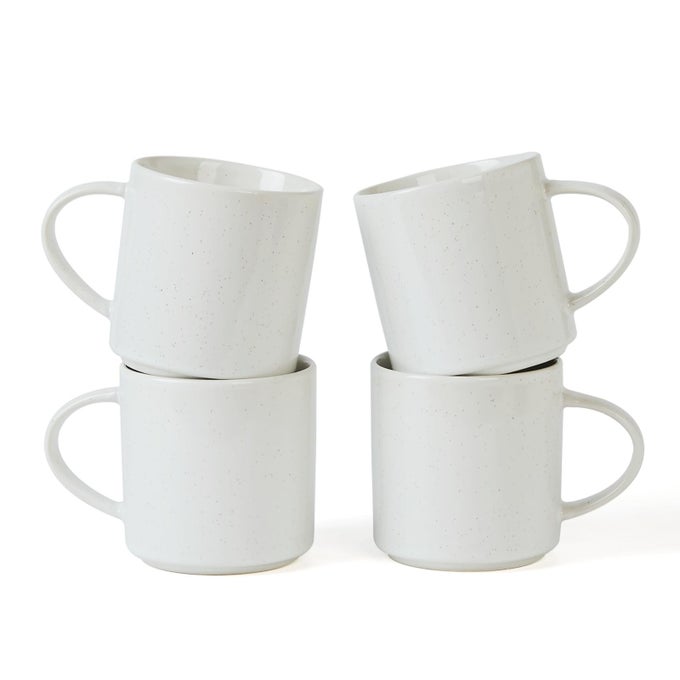 NEBULA 4 PIECES COFFEE MUG 12 OZ CATERING MUGS WITH HANDLE FOR COFFEE TEA COCOA MILK WHITE