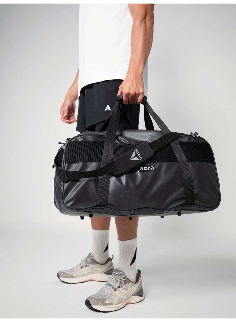 AORA Premium Gym Duffel Bag for Men & Women – Large Capacity Sports Bag, Water-Resistant Fitness Travel Bag with Shoe Compartment & Multi-Pockets – Black - Image 3