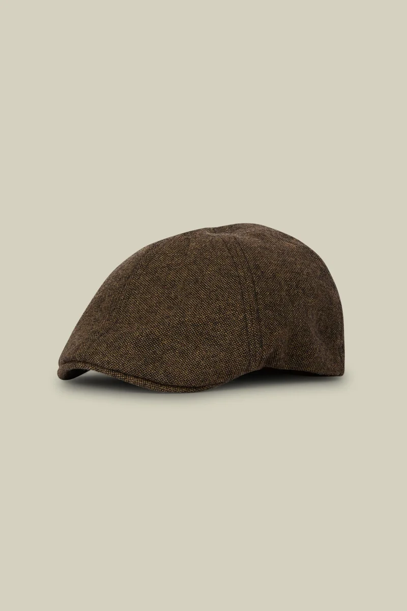 Men's flat cap in wool blend tweed - Military
