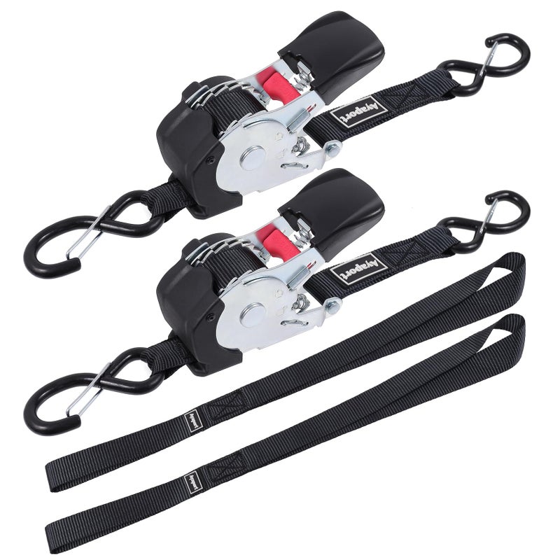 Ayaport Retractable Ratchet Straps Self Retractable Tie Down Straps 1200Lb Break Strength Heavy Duty 12ft for Motorcycle Dirt Bike Moving Cargo Car Truck Accessories 2 1 x12