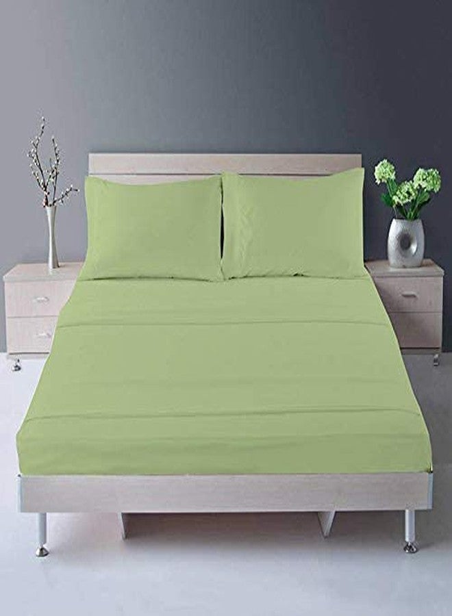 KEDARA CLOTH ملاءة سرير مطاطية من قماش كيدارا، مقاس 75 × 60 بوصة، مصنوعة من القطن 100%، تتضمن غطاءين للوسائد. ملاءة سرير مطاطية من الساتان، لون أخضر فاتح سادة، مقاس 75 × 60 بوصة. - Image 1