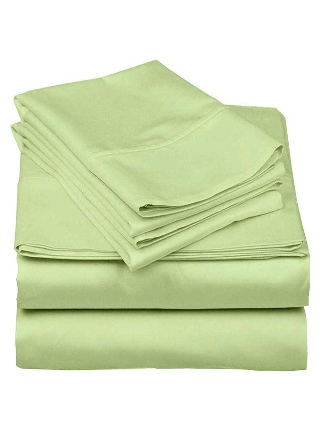 KEDARA CLOTH ملاءة سرير مطاطية من قماش كيدارا، مقاس 75 × 60 بوصة، مصنوعة من القطن 100%، تتضمن غطاءين للوسائد. ملاءة سرير مطاطية من الساتان، لون أخضر فاتح سادة، مقاس 75 × 60 بوصة. - Image 3