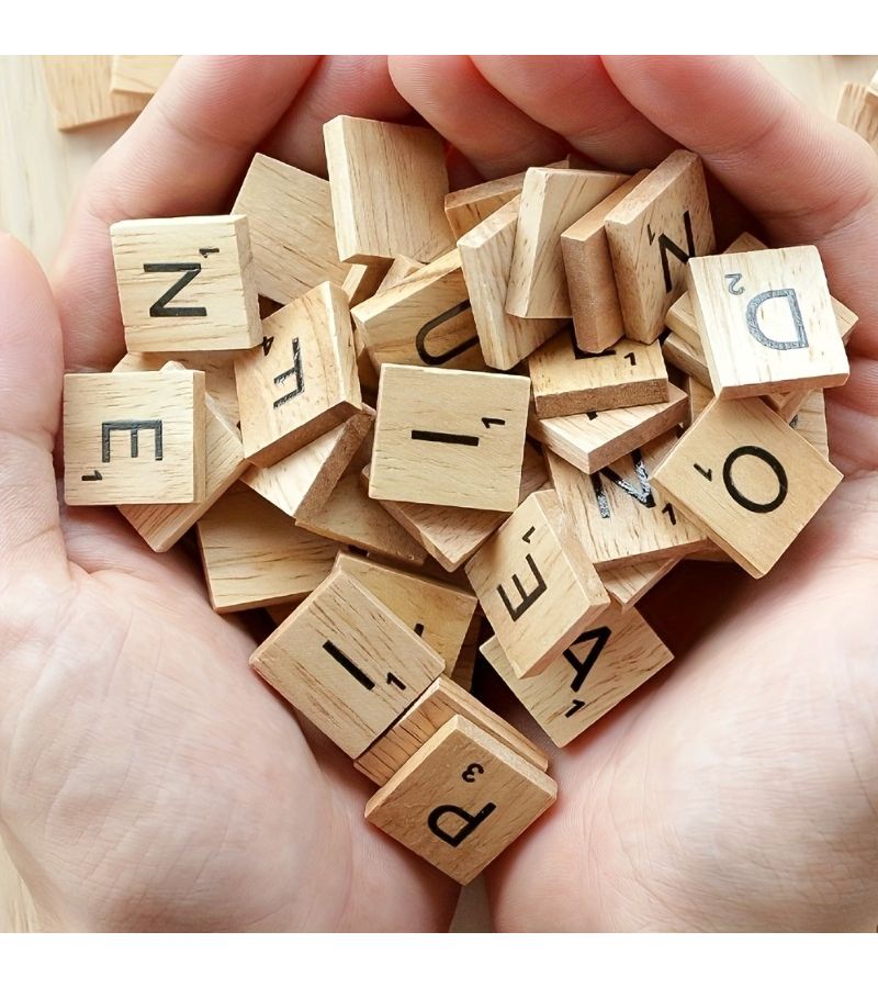 200 Wooden Letter Puzzle Blocks Spelling Board Game Gift Decor Coasters - Image 4
