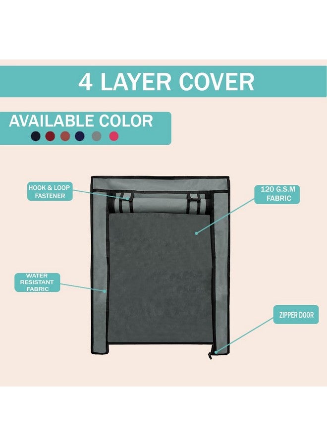 PHILOSHOP PHILOSHOP 4-Layer Foldable Shoe Rack with Zipper Cover | Portable Non-Woven Fabric Shoe Stand Home Storage - Grey - Image 4