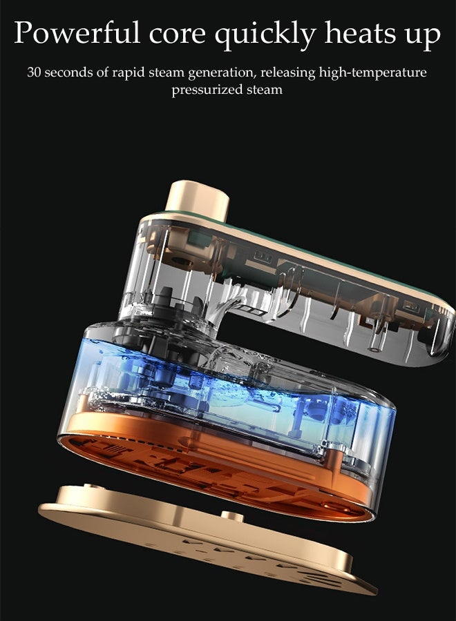 DUNISO آلة كي بالبخار محمولة 2 في 1 جافة ورطبة، مقبض قابل للطي صغير، درجة حرارة ثابتة، لأقمشة الملابس، أداة كي الملابس في السكن، مكواة بخار قابلة للدوران 180° (قابس بريطاني) - Image 3